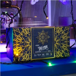 Гирлянда «Бахрома» 3 × 0.6 м, IP44, УМС, тёмная нить, 160 SMD-LED, свечение мульти, 220 В