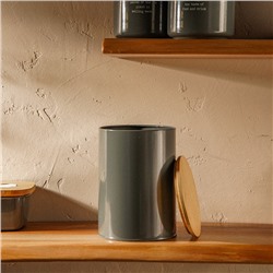 Банка для хранения SL Home «Каса Перфекто», 11×15 см, с бамбуковой крышкой, серая