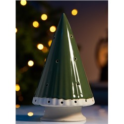 Светодиодная фигура «Ёлочка зелёная», 16.7×9.7×9.7 см, 1 LED, керамика, от батареек LR44×3, тёплый белый свет