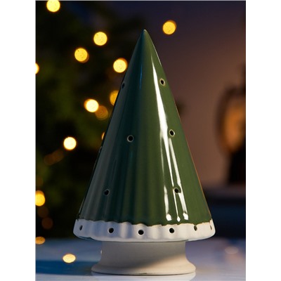 Светодиодная фигура «Ёлочка зелёная», 16.7×9.7×9.7 см, 1 LED, керамика, от батареек LR44×3, тёплый белый свет