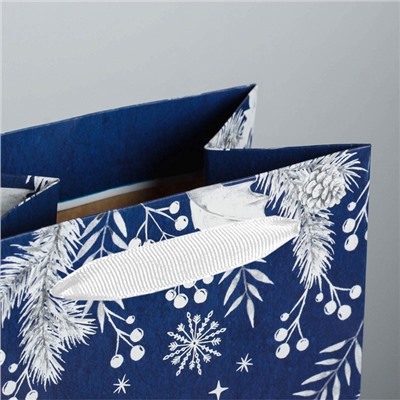 Пакет новогодний подарочный под бутылку Happy New Year!, 13×35×10 см