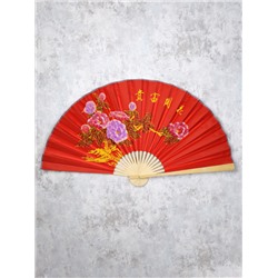 Веер 63 см бамбуковая основа Оранжевый с Цветами / 622-12 /уп 75/742905