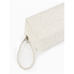 Косметичка женская «Цветочек», ручка из бусин, молочная