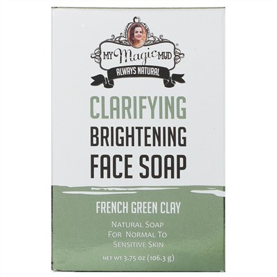 My Magic Mud, Clarifying Brightening Face Soap, French Green Clay, 3.75 oz (106.3 g)