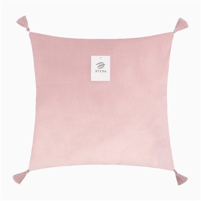 Набор декоративных наволочек Этель с кисточками, 45×45 см - 2 шт., велюр, розовая