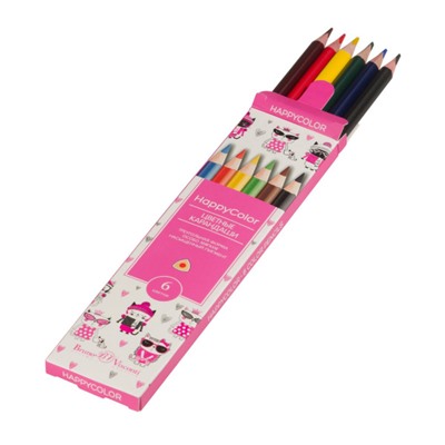 Карандаши  6цв "СЧАСТЛИВЫЙ ЦВЕТ/HAPPYCOLOR" 30-0051 Bruno Visconti