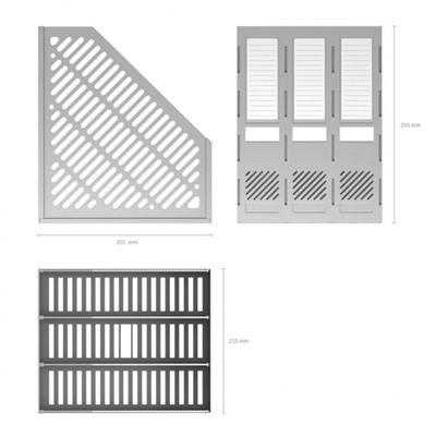 Лоток для бумаг вертикальный  3 отд. сборный пластиковый серый 13097 ErichKrause