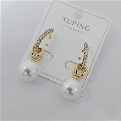 Серьги коллекция "Xuping" покрытие позолота, вставка: искусственный жемчуг и фианиты, арт.004.056