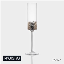 Бокал для шампанского Magistro «Золотой лист», 170 мл, d=4.5 см, стекло, прозрачный