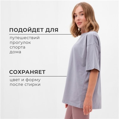 Футболка женская MINAKU: Basic line, серая, размер 42