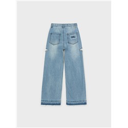 Брюки текстильные джинсовые для девочек