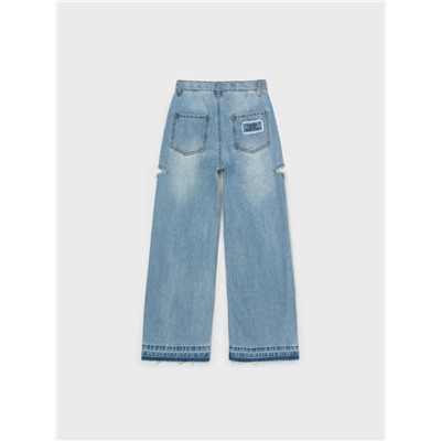 Брюки текстильные джинсовые для девочек