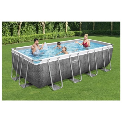 Бассейн каркасный Bestway Power Stee 56996, 488×244×122 см, фильтр-насос, лестница, тент, диспенсер, прямоугольный