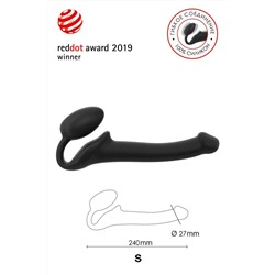 Черный безремневой страпон Silicone Bendable Strap-On - size S