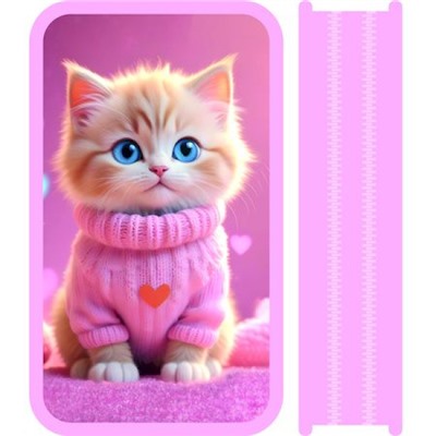 Пенал 4-х ств. 190х105 мм ПО-090 "РОЗОВЫЙ ПУШИСТИК" большой, тканевый торец Пчелка