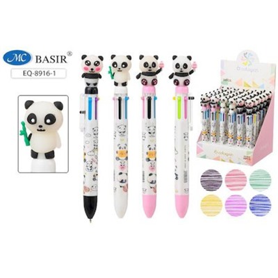 Ручка шариковая автоматическая  6-и цветная "ПАНДА" EQ-8916-1 Basir