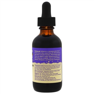 NuNaturals, NuStevia™, ванильная, безалкогольная стевия, 59 мл (2 жидких унции)