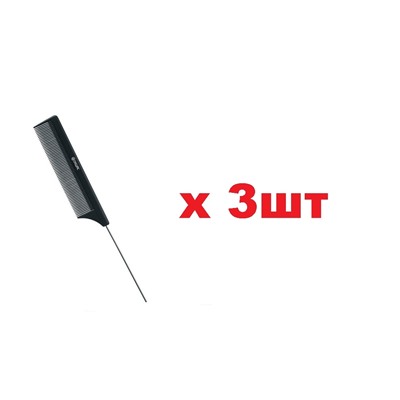 Dewal Гребень для волос с металлическим кончиком CO-6105  20,5см черный 3шт