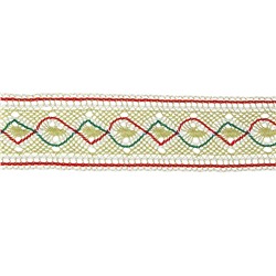 Тесьма плетёная красно бело зелёная на золотом 4.5 см, в упаковке 20 метров