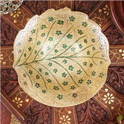 Блюдо «Листочек», 16.5×16.5×5 см, латунь, цветная эмаль