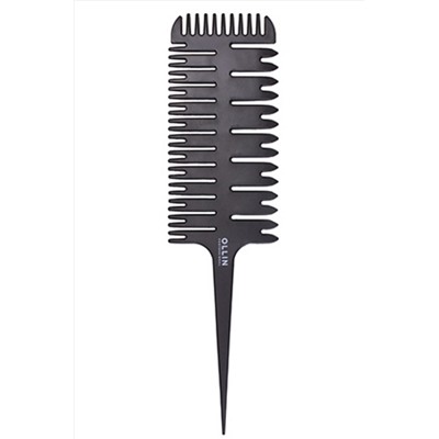 Ollin Расческа для мелирования 398660, пластик, черный, 24 см KRISTALLER, 1112067