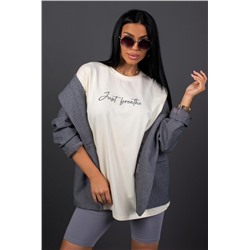 Костюм женский с велосипедками КЖ009 молочно-серый (Молочный/серый)