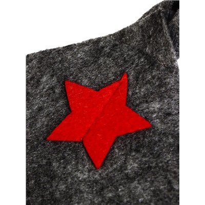 Набор для бани «Буденовец», 3 предмета: шапка, коврик, рукавица, серый, «Добропаровъ»