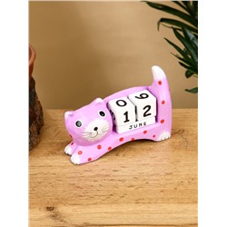 Календарь настольный «Кошка», 14×4×10 см, дерево, сиреневый