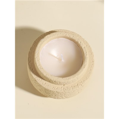 Свеча в подсвечнике вулканическом «Цилиндры», белая, 8.1×8.1×5.4 см