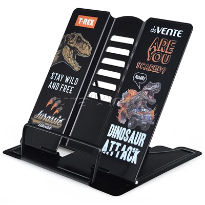 Подставка для учебников и книг "T-Rex" 15,4x15,2 см, металлическая окрашенная, вес 235 г, с противоскользящими ножками, синяя, с полноцветным рисунком, в пластиковом пакете с европодвесом
