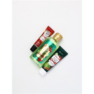 Подарочный набор новогодний: гель для душа, крем для рук и бальзам для губ, аромат яблоко, URAL LAB