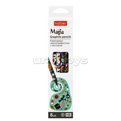 Набор карандашей чернографитн. Magia- Ассорти "HB" круглый корпус 6шт. с ластиком заточен.  в картонной коробке