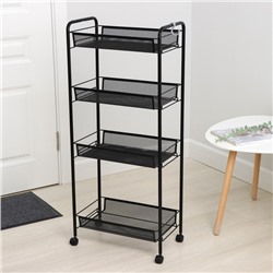 Этажерка «Ладья 24К», 4 яруса, 44×25×100 см, чёрная