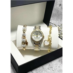 Подарочный набор для женщин часы, 2 браслета + коробка #22853041