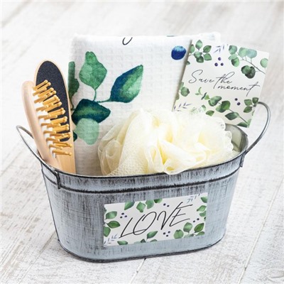 Набор подарочный «Этель» Eucaliptys, 5 предметов, полотенце, мочалка, расчёска