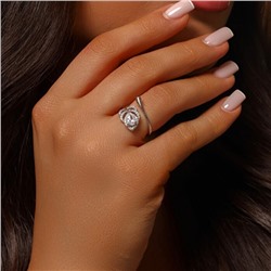 Кольцо разъемное ювелирная бижутерия, покрытие посеребрение, вставка: фианиты, цвет: прозрачный, арт.219.377