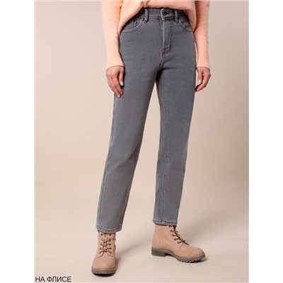 Джинсы mom-fit на флисе