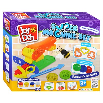Масса для лепки набор Super machine set - Чудо-машинка, штампы, сменные насадки, 17 аксессуаров ,4 баночки с тестом, (4 x 50 г.)