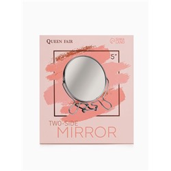 Зеркало настольное, с увеличением х2, настенное, двустороннее, 13.5×15 см, (d=11.5 см), металлическое