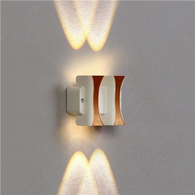 Светильник фасадный «Элегант», 4 Вт, 3000К, 2 луча, IP65, 220 В, пластиковый корпус, белый, свечение тёплое белое