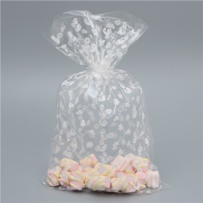 Пакет подарочный новогодний пропиленовый «Снеговики», 24×39 см