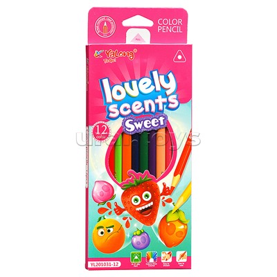 Карандаши цветные 12 цв., "Фрукт" пластиковые, трехгранные, заточенные, грифель 2.8 мм, картон. уп., европод.