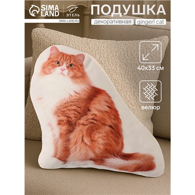 Подушка «Этель» Gingerl cat, 40×33 см, 100% п/э, велюр