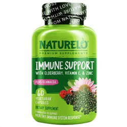 NATURELO, Immune Support with Elderberry, Vitamin C & Zinc plus Echinacea, 60 Vegetarian Capsules