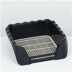 Туалет для собак с высокими бортами и съемной сеткой 43×43×15 см, чёрный