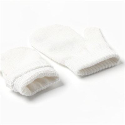 Комплект вязаный детский (шапка, шарф, варежки), молочный