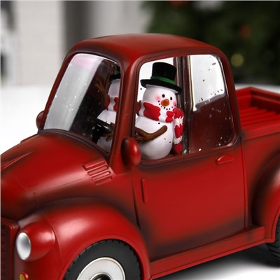 Светодиодная фигура «Машина снеговика» 22×11×9 см, пластик, батарейки ААх3 (не в комплекте), USB, свечение тёплое белое