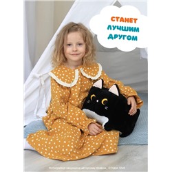 Мягкая игрушка кот-кирпичик котокуб глазастый квадратный котик, черный 30 см