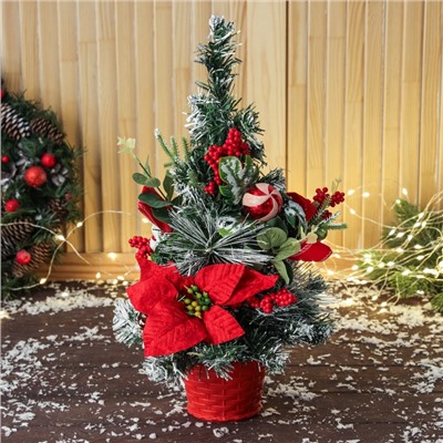 Искусственная ёлка настольная «Зимнее волшебство. Пуансетия красная », 41×19 см, ПВХ ветки отгибаются