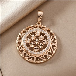 Кулон крупный круглый ювелирная бижутерия коллекция "Дубай" покрытие позолота, вставка: фианиты, цвет: прозрачный, арт.217.344